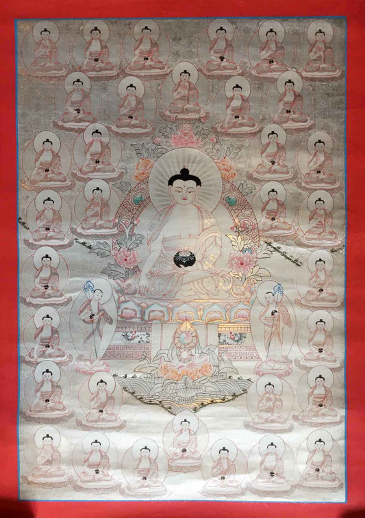 35 Buddhas Of Confession On Silver