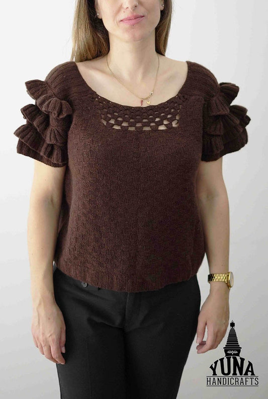 100% Cashmere Crochet Top For Women