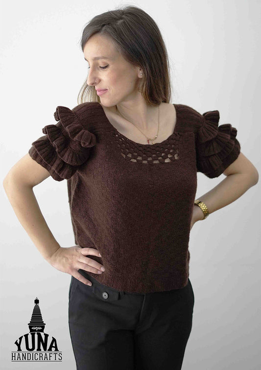 100% Cashmere Crochet Top For Women