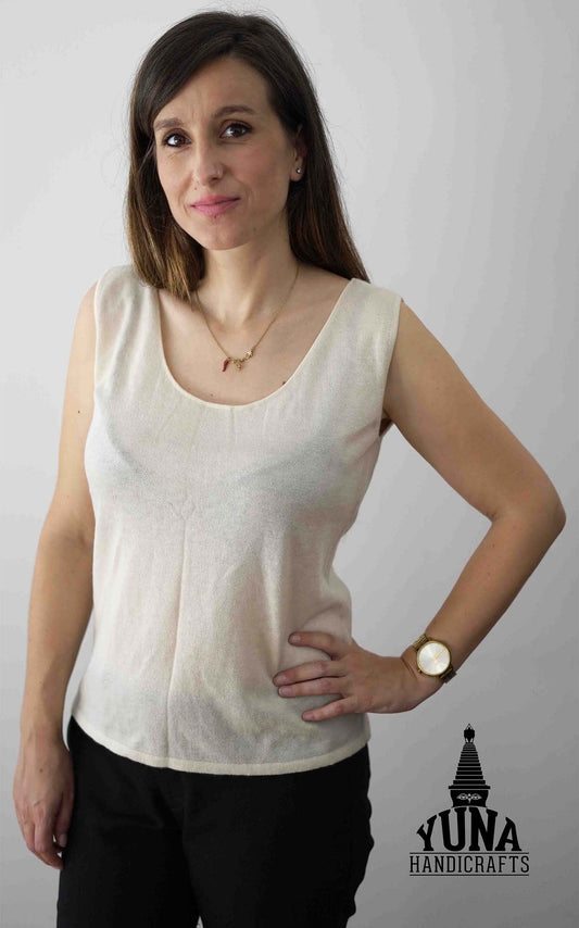 100% Cashmere Sleeveless Top For Women
