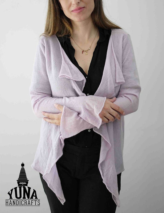 100% Cashmere Slim Ruffle Top For Women