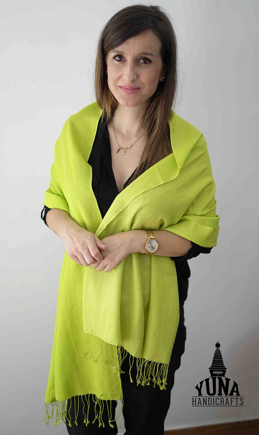 Cashmere Wrap Shawl Lime Green