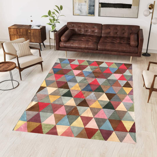 Abstract Geometrical Multicolor Rugs (Sizes Available)