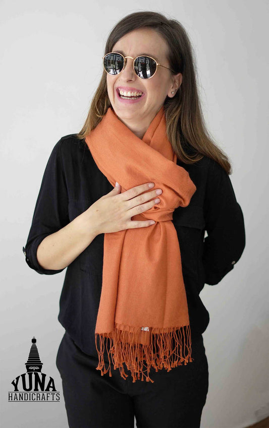 Orange Cashmere Shawl Women
