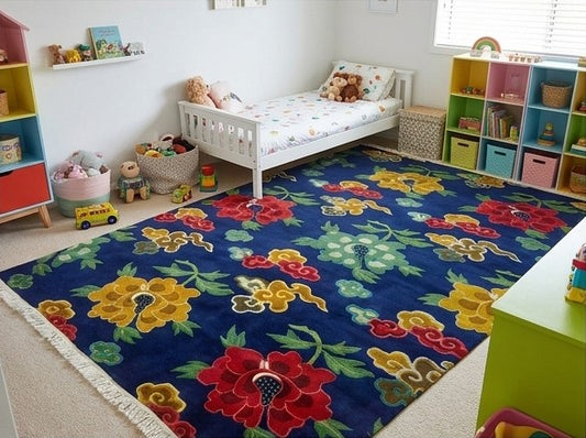 flower and cloud Tibetan rug handmade Nepal