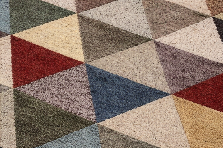 Contemporary geometric design area rug handwoven from Nepal