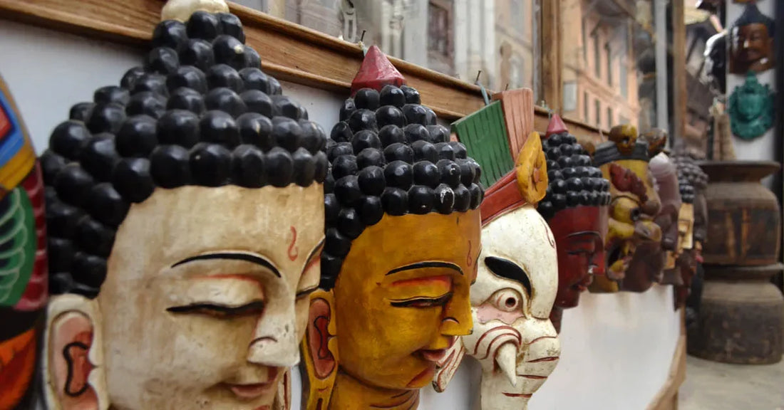 a handicraft head of buddha in local shop
