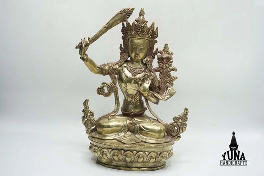 Copper Manjushri Statue (13 in): Timeless Symbolism, Himalayan Craftsmanship, and the Beauty of Wisdom