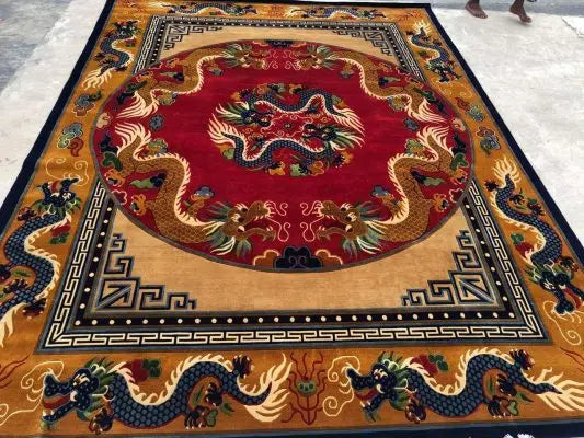 tibetan rugs made in nepal with dragon design