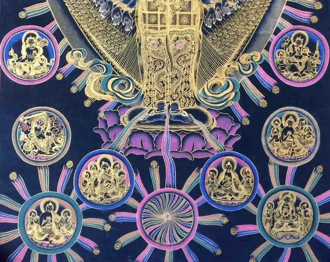 Historical Tibetan Thangka: Sacred Himalayan artwork with spiritual knowledge