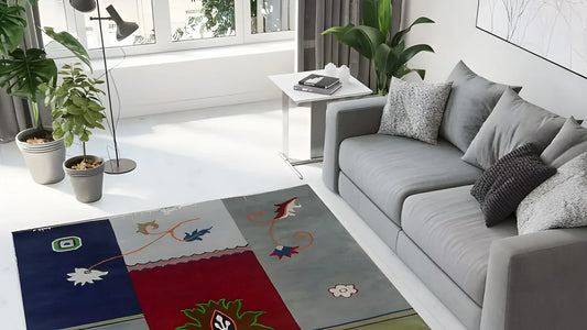 rug in a living room with sofa