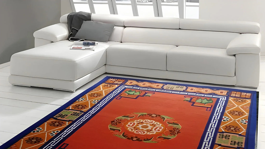 custom tibetan rug in living room