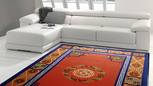 custom tibetan rug in living room
