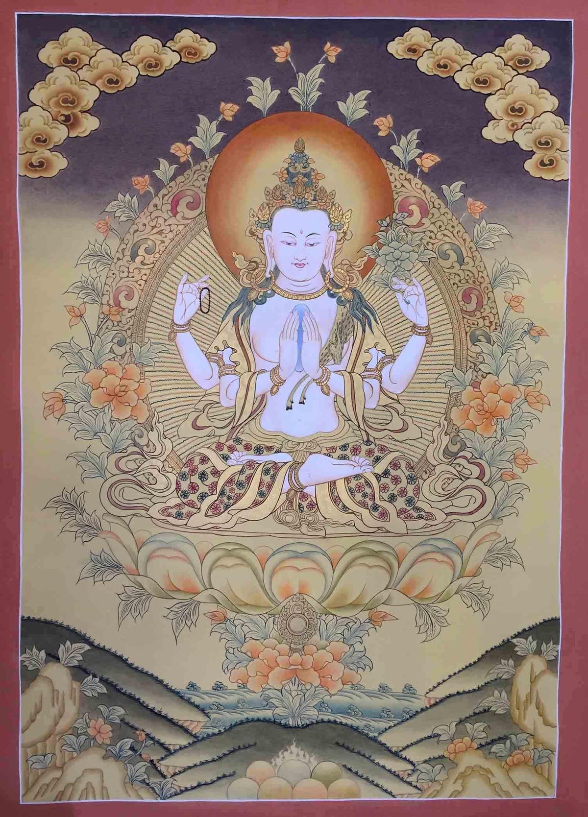Chexrezig Buddha Chenrezig Thangka Painting - Yuna Handicrafts