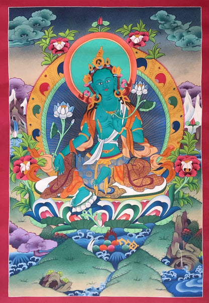 Green Tara Buddha Thangka