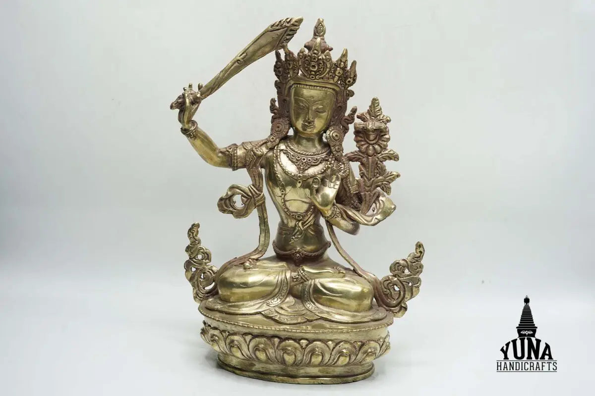 Copper Manjushri Statue (13 in)