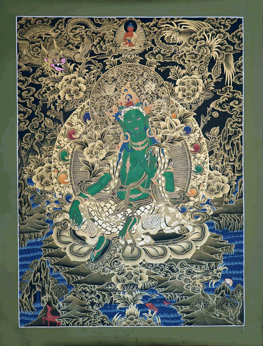 Green Tara Deity Thangka