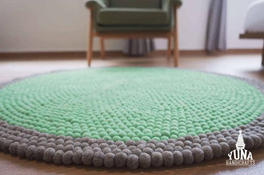 Felt Ball Wool Rug Round