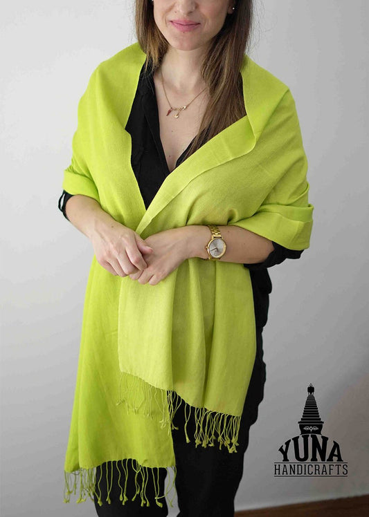 Cashmere Wrap Shawl Lime Green