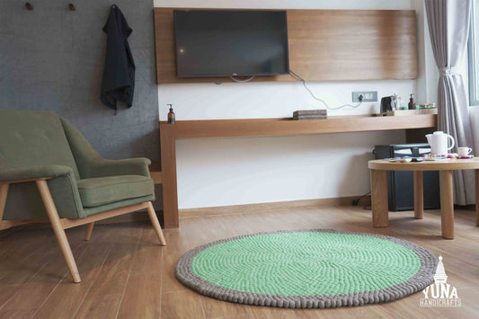 Felt Ball Wool Rug Round