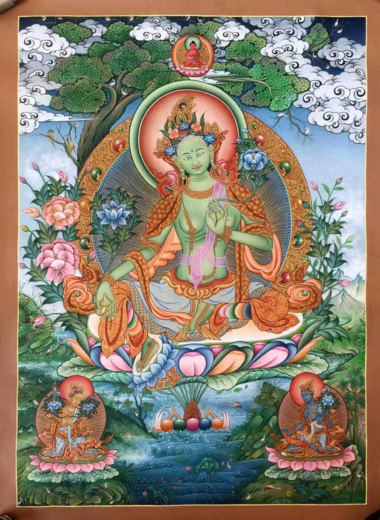 Tara Green Bodhisattva Thangka Painting