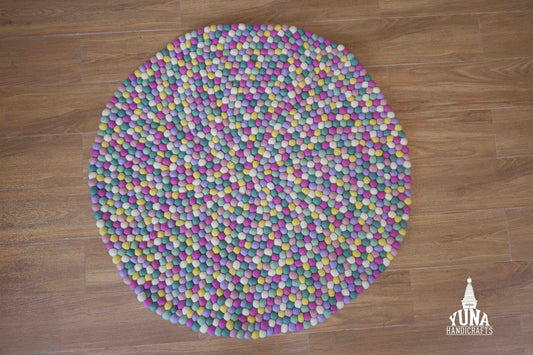 Felt Ball Rug Round