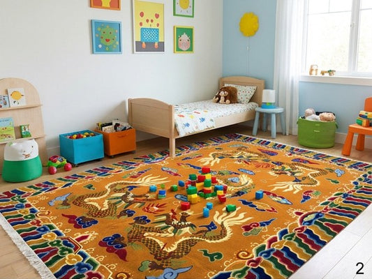 5 Dragon design Tibetan Rug from Nepal
