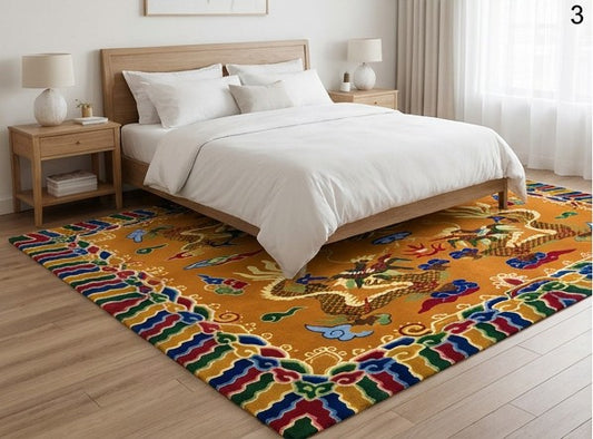 5 Dragon design Tibetan Rug from Nepal