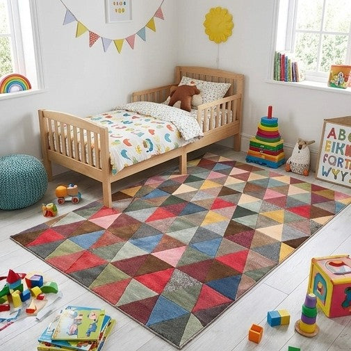 contemporary geometric area rug from Nepal