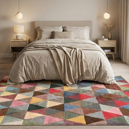 contemporary geometric area rug from Nepal