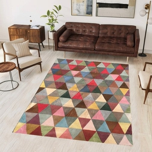 contemporary geometric area rug from Nepal