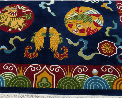 Eight Auspicious Symbols Tibetan rug handmade
