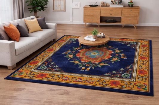 floral design Tibetan rug handmade Nepal