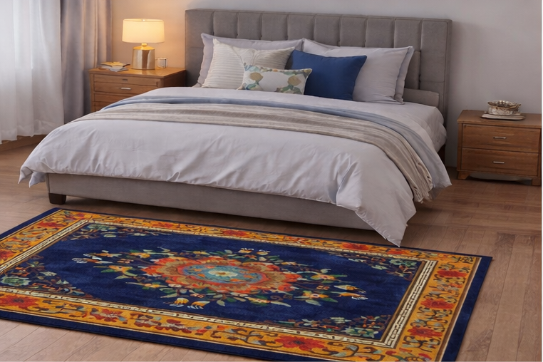 floral design Tibetan rug handmade Nepal