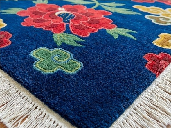 flower and cloud Tibetan rug handmade Nepal