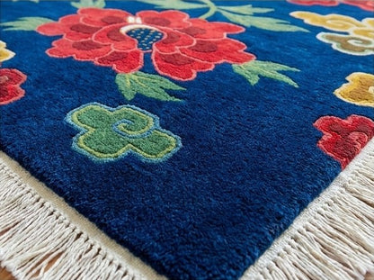 flower and cloud Tibetan rug handmade Nepal
