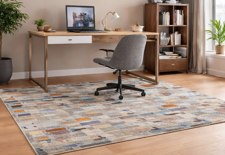 Abstract painting style handwoven carpet Nepal