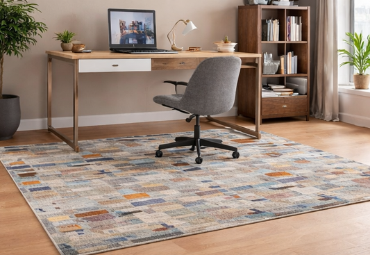 Abstract painting style handwoven carpet Nepal