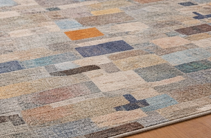 Abstract painting style handwoven carpet Nepal
