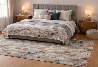 Abstract painting style handwoven carpet Nepal