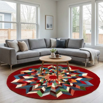 Round mandala rug from Nepal handmade wool