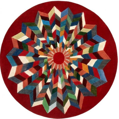 Round mandala rug from Nepal handmade wool
