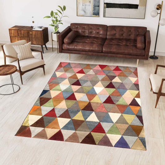 Nordic minimalist area rug handwoven wool