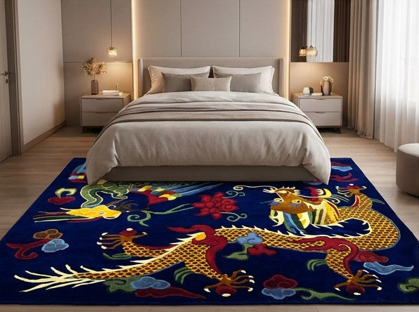 Tibetan dragon carpet handmade Nepal