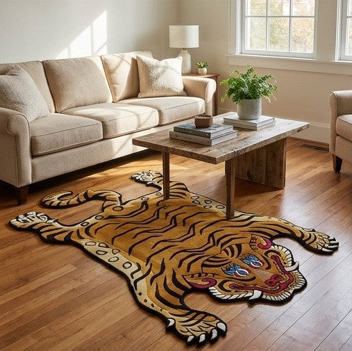 Tibetan tiger rug handmade Nepal