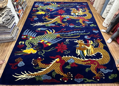 Tibetan dragon carpet handmade Nepal