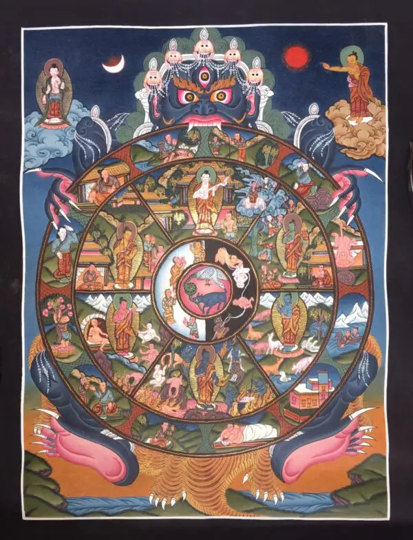 Tibetan Buddhism Wheel of Life hotsell (Samsara) Bhavechakra Mudra Lama Hand Painting Fine Thangka Nepal free