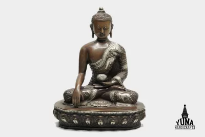 Silver and Brown color plated Shakyamuni Buddha Statue